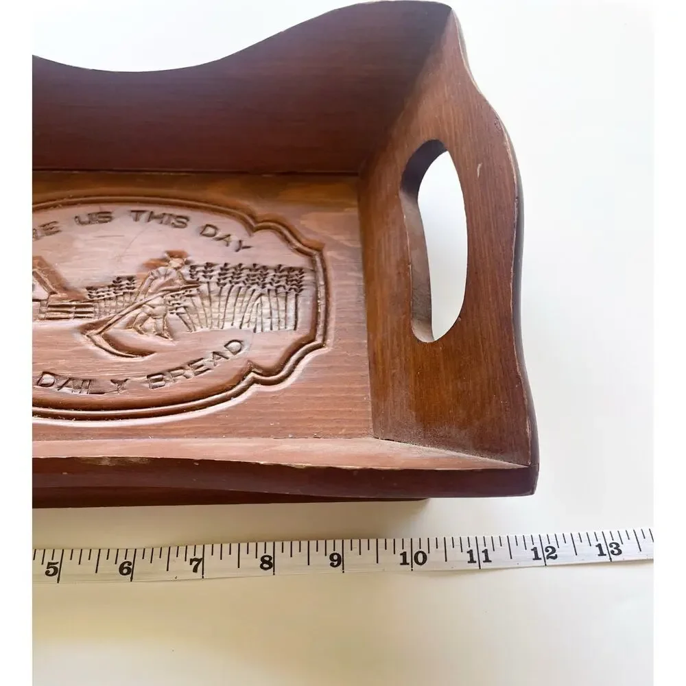 Vintage Give Us This Day Our Daily Bread Wood Tray